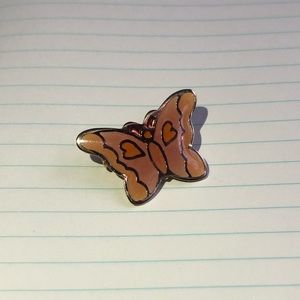 Beautiful pink and orange butterfly brooch/ pin .